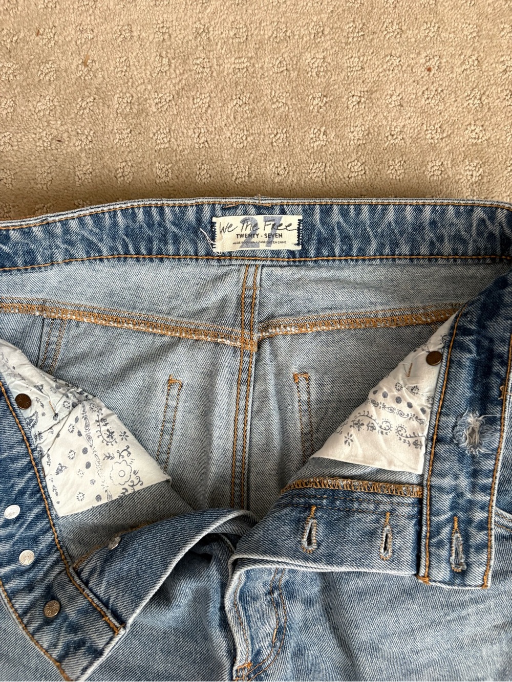 Free People We the Free 100% Cotton Jeans Wide Straight Leg Size 27 Medium Wash - Picture 5 of 11
